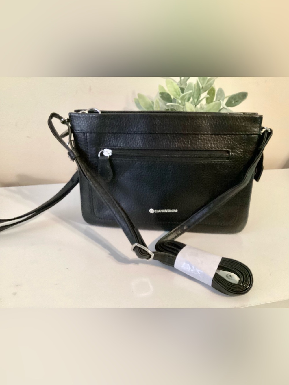 Giani Bernini Black Leather Crossbody Mini Bag or Wristlet - Like New